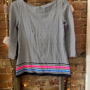 Lilly Pulitzer Long Sleeve Striped Top - Black, White, Pink, Blue